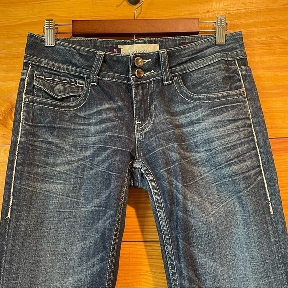 Vigoss The Disco Bootcut Mid Rise Rhinestone Studded Pocket Flap Jeans 27 - Picture 3 of 13